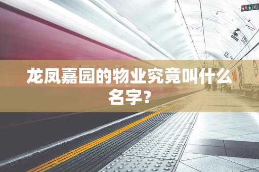 龙凤嘉园的物业究竟叫什么名字？