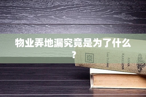 物业弄地漏究竟是为了什么？
