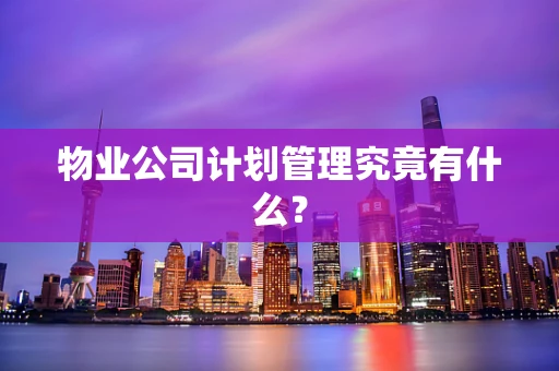 物业公司计划管理究竟有什么？