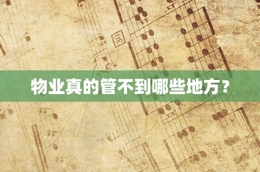 物业真的管不到哪些地方？