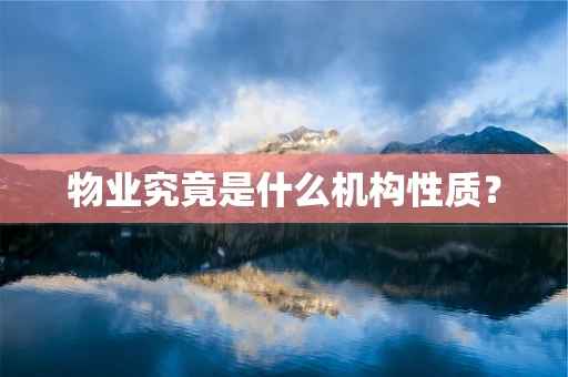 物业究竟是什么机构性质？