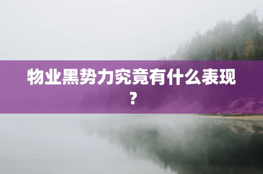 物业黑势力究竟有什么表现？